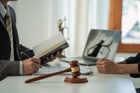 bankruptcy lawyer with client